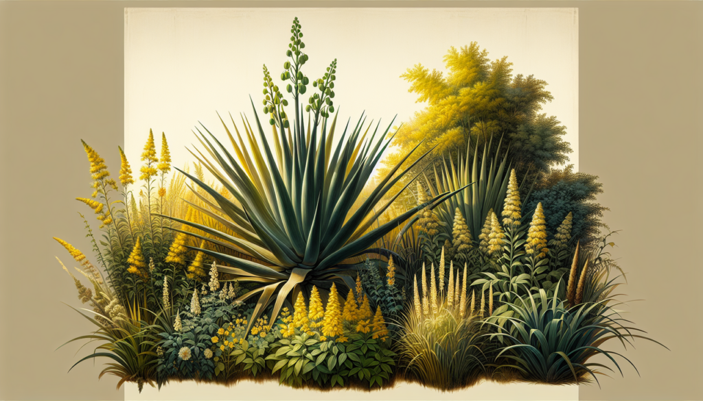 Végétaux en Y dans un jardin composés de différents types de plantes commençant par “Y”.