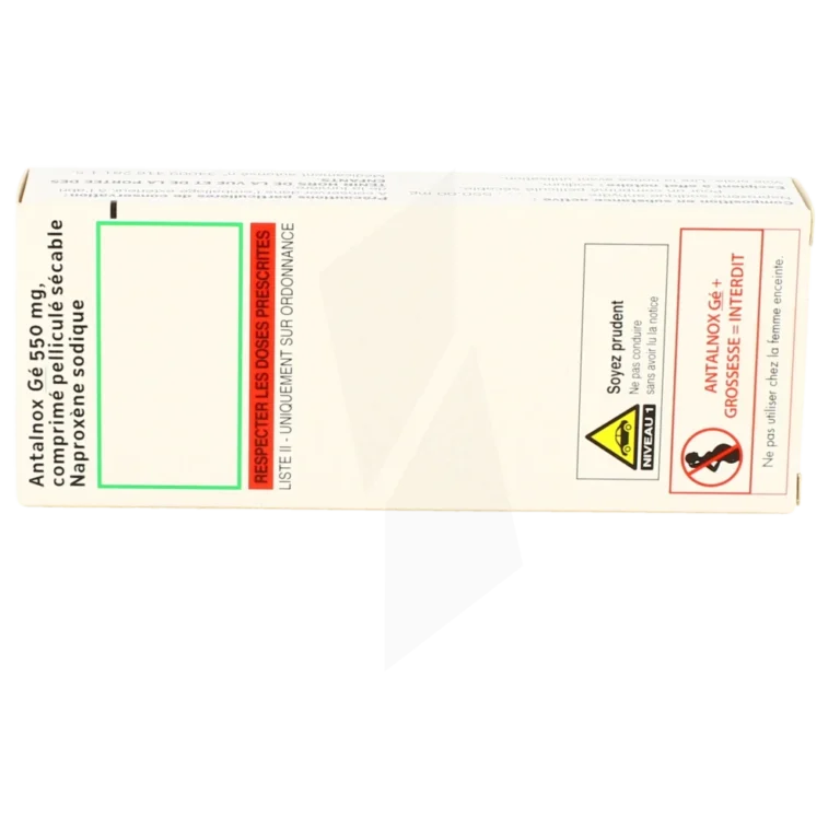 Boîte du médicament Antalnox 550 mg à base de naproxène disponible en pharmacie
