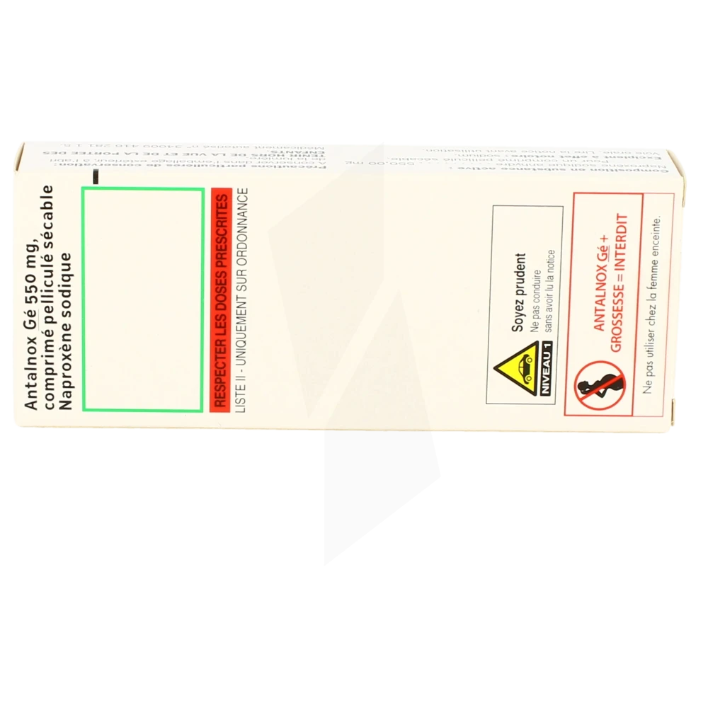 Boîte du médicament Antalnox 550 mg à base de naproxène disponible en pharmacie