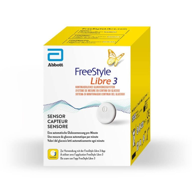 Capteur de glucose Freestyle Libre 3 présenté dans son emballage officiel