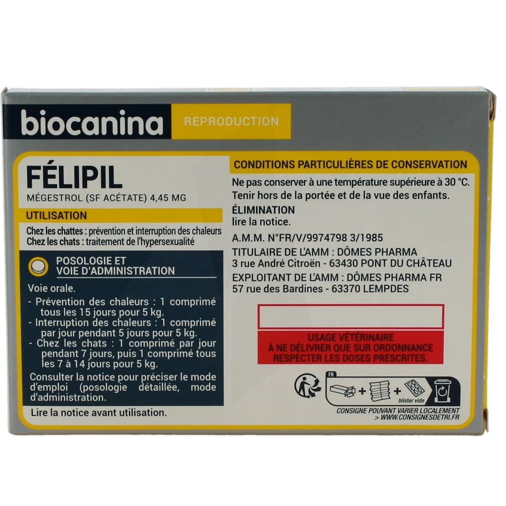 Felipil pilule contraceptive pour chat