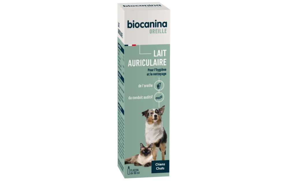 Flacon de lait auriculaire pour soigner l’otite du chien sans ordonnance