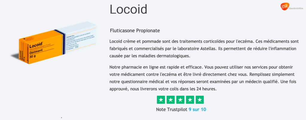 Photo de la crème Locoid sans ordonnance en tube, utilisée pour traiter les inflammations cutanées