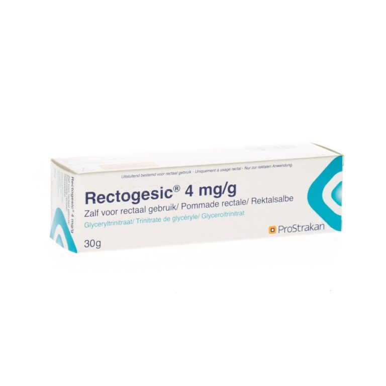 Tube de Rectogesic 4mg, un médicament contenant du trinitrate de glycéryle, disponible en ligne